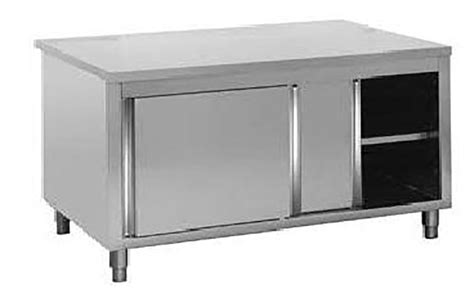 stainless steel top cabinet|stainless steel table with cabinet.